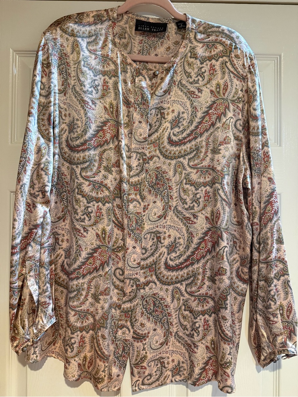 Vintage 90’s 100% Silk Linda Allard Ellen Tracy Paisley Blouse Size 16